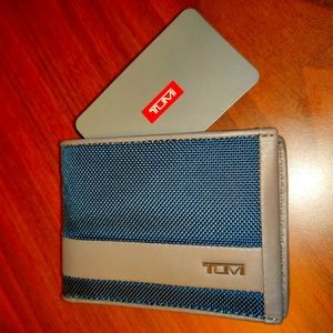 Tumi Alpha SLG Double Billfold (Navy/Grey)